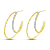 Brevani 14K Yellow Gold Diamond Twist Double Hoops