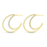 Brevani 14K Yellow Gold Diamond Twist Double Hoops