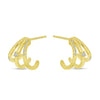 Brevani 14K Yellow Gold Triple Diamond Huggie Earrings