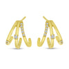 Brevani 14K Yellow Gold Triple Diamond Huggie Earrings