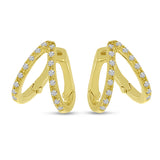 Brevani 14K Yellow Gold Double Row Diamond Huggie Earrings
