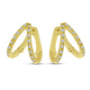 Brevani 14K Yellow Gold Double Row Diamond Huggie Earrings