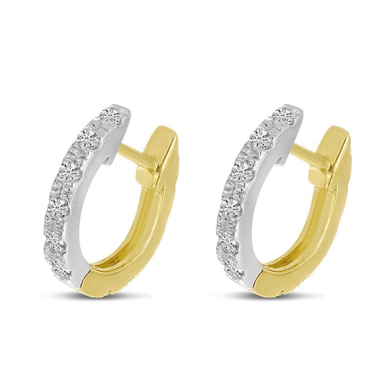 Brevani 14K Yellow Gold & White Gold Diamond Reversible Huggie Earrings