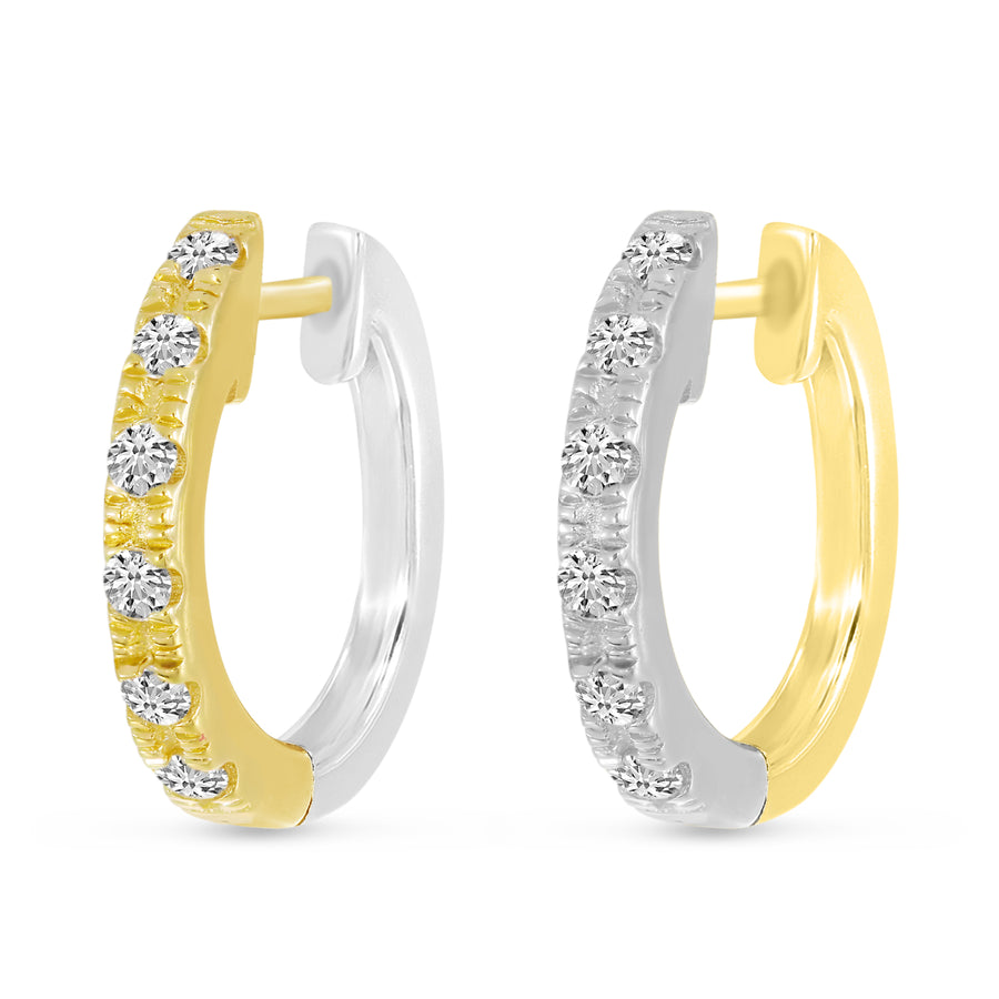 Brevani 14K Yellow Gold & White Gold Diamond Reversible Huggie Earrings