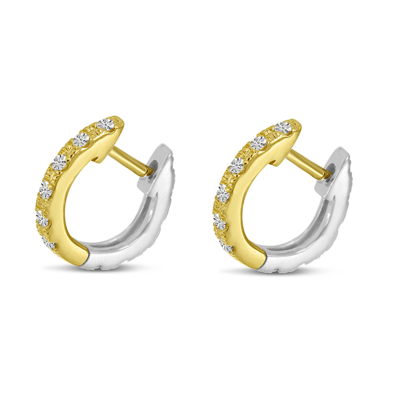 Brevani 14K Yellow Gold & White Gold Diamond Reversible Huggie Earrings