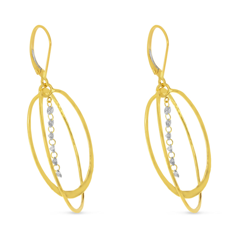 Brevani 14K Yellow Gold Double Oval 3-D Earrings