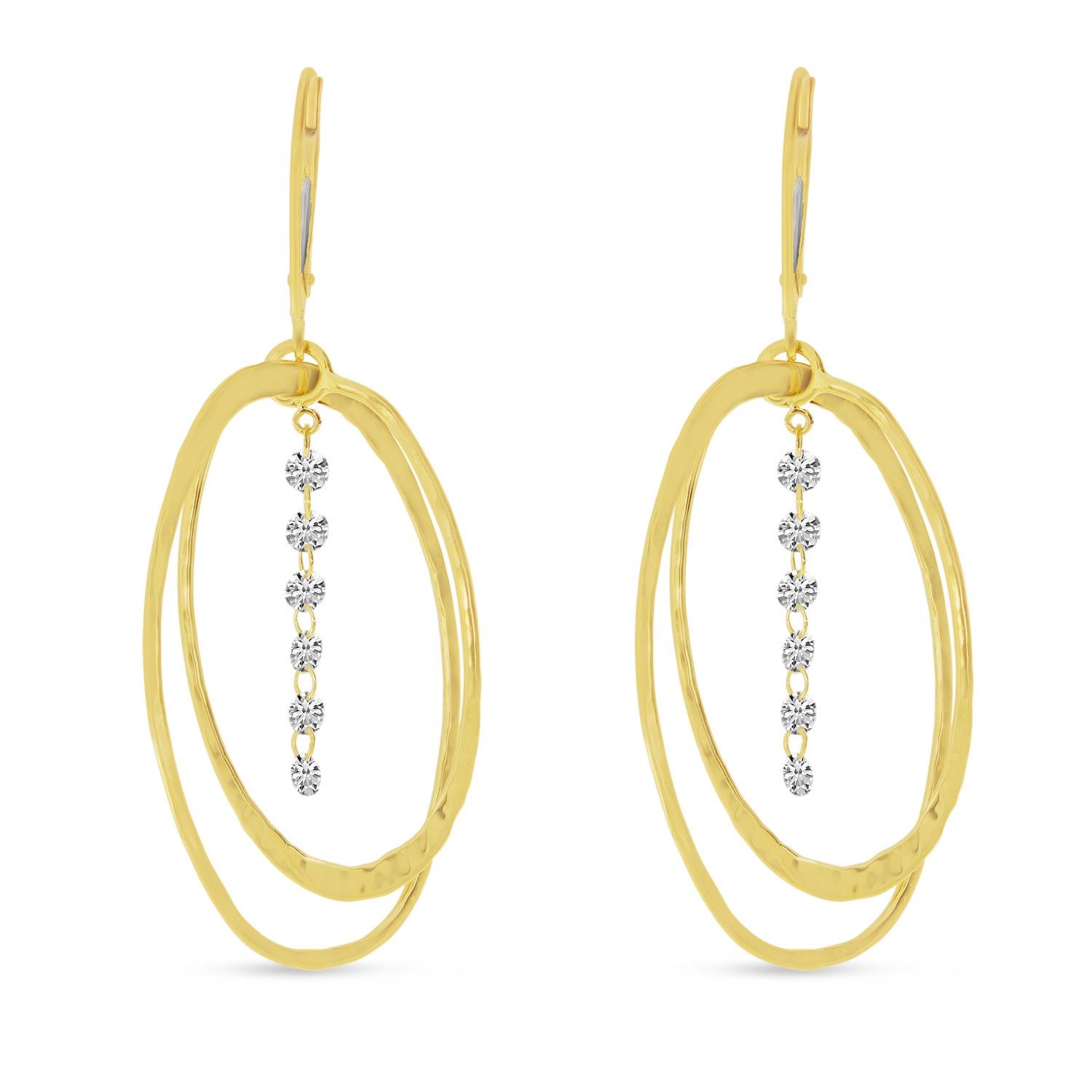 Brevani 14K Yellow Gold Double Oval 3-D Earrings