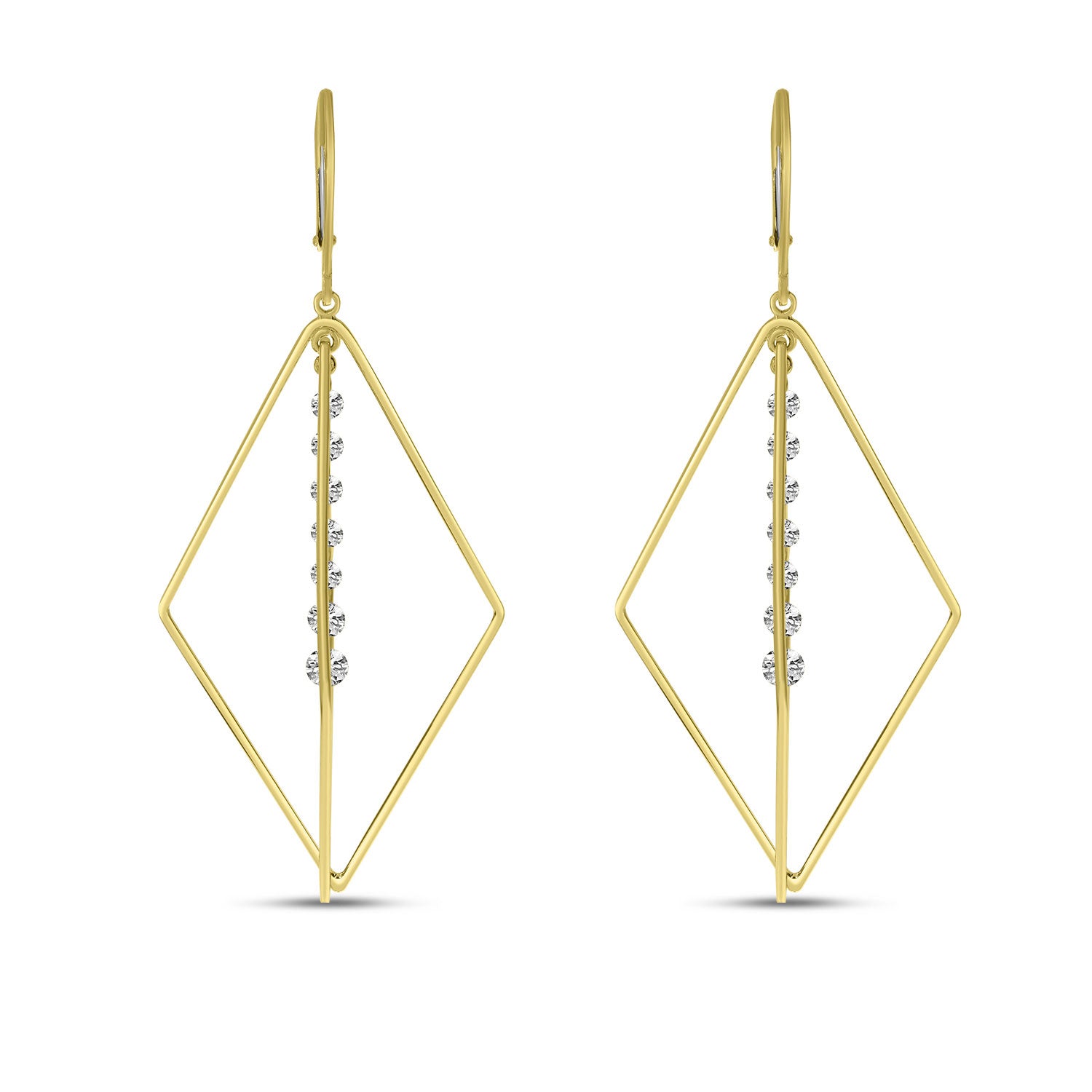 Brevani 14K Yellow Gold Dashing Diamond 3-D Geometric Earrings