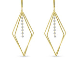 Brevani 14K Yellow Gold Dashing Diamond 3-D Geometric Earrings