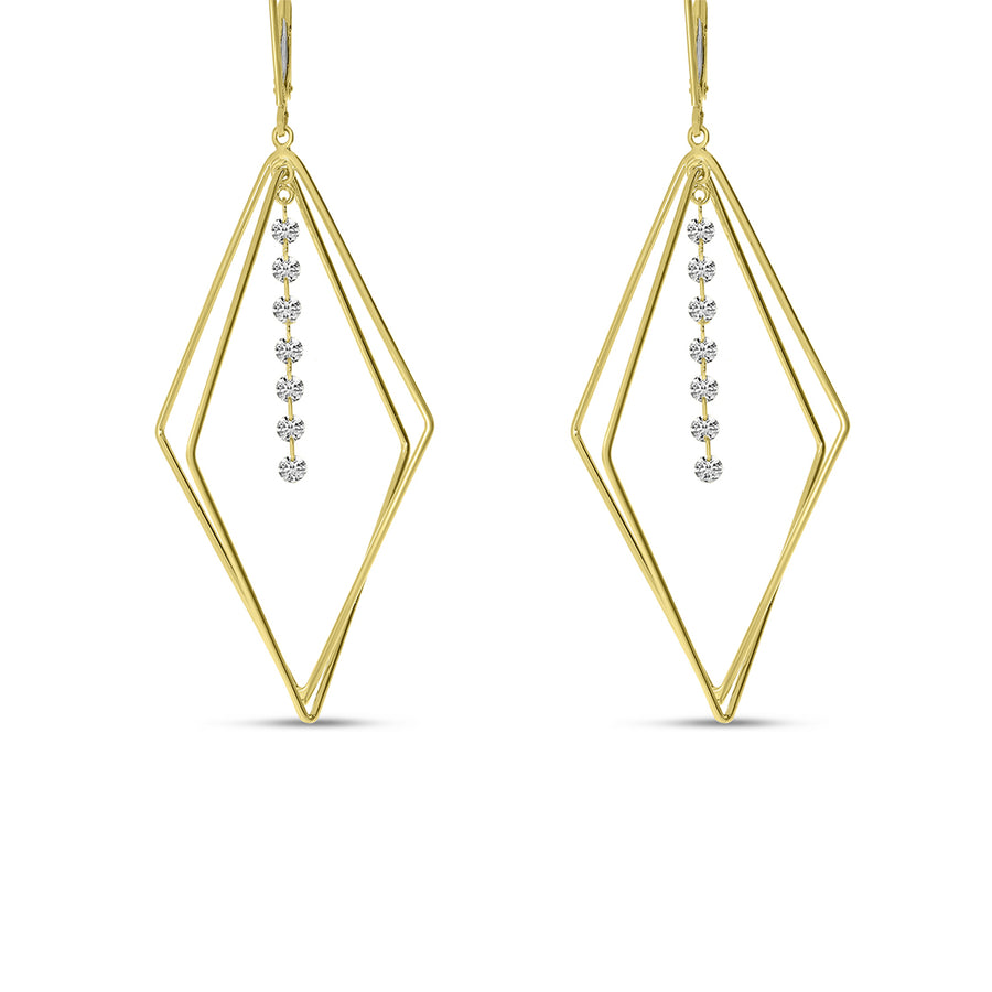 Brevani 14K Yellow Gold Dashing Diamond 3-D Geometric Earrings