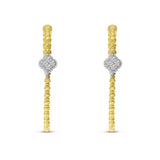 Brevani 14K Two Tone Yellow and White Gold Diamond Flexible Hoops