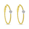 Brevani 14K Two Tone Yellow and White Gold Diamond Flexible Hoops