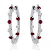 Brevani 14K White Gold Precious Ruby and Diamond Tension Set Hoop Earrings