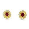 Brevani 14K Yellow Gold Small Oval Ruby Earrings