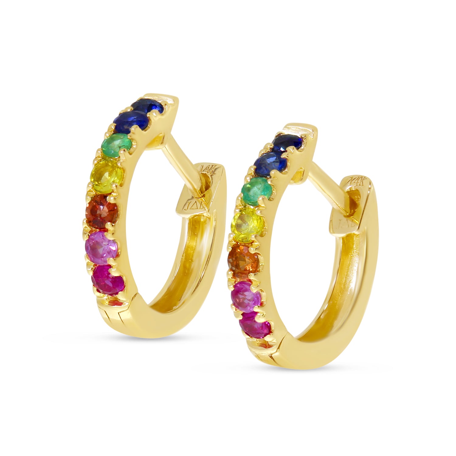 Brevani 14K Yellow Gold Rainbow Sapphire Petite Huggie Earrings