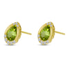 Brevani 14K Yellow Gold Pear Peridot and Diamond Earrings