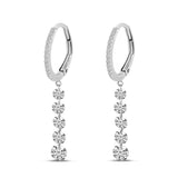 Brevani 14K White Gold Five Pierced Dangling Dashing Diamonds Huggy Earring