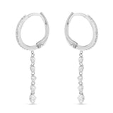 Brevani 14K White Gold Five Pierced Dangling Dashing Diamonds Huggy Earring