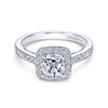 Gabriel & Co. 14k White Gold Victorian Halo Engagement Ring