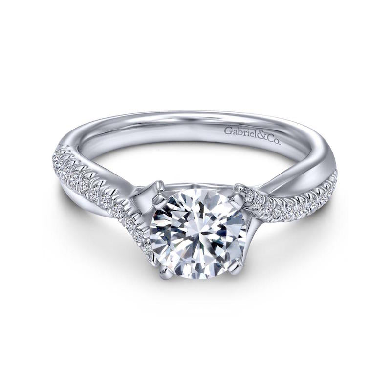 Gabriel & Co. 14k White Gold Contemporary Twisted Engagement Ring