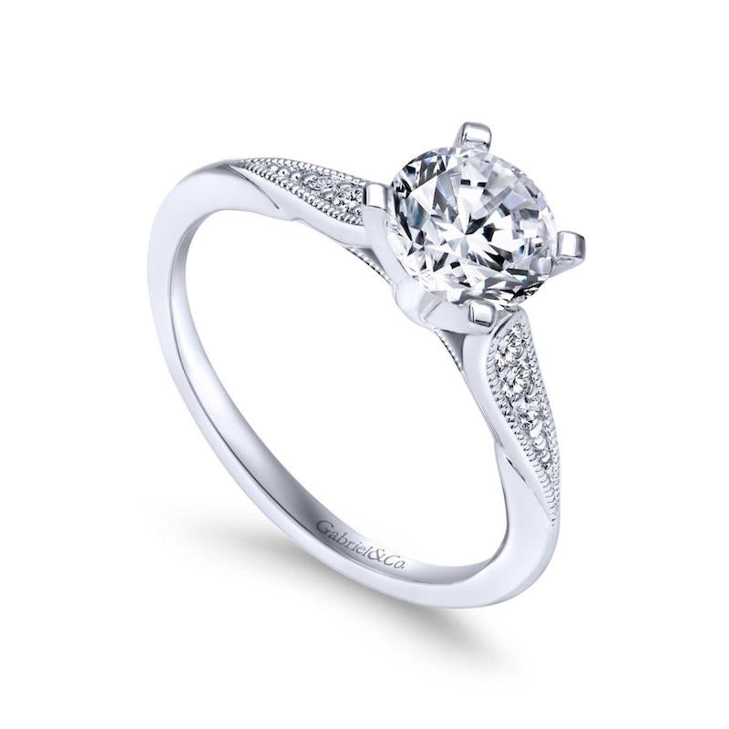 Gabriel & Co. 14k White Gold Contemporary Straight Engagement Ring