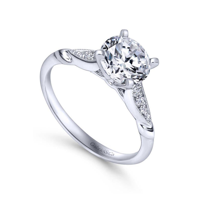 Gabriel & Co. 14k White Gold Victorian Straight Engagement Ring