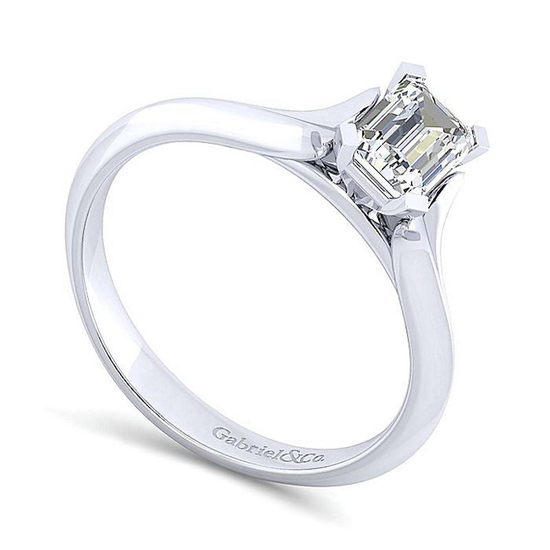 Gabriel & Co 14K White Gold Contemporary Solitaire Diamond Engagement Ring