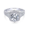 Gabriel & Co. 14k White Gold Victorian Halo Engagement Ring