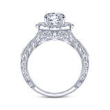 Gabriel & Co. 14k White Gold Victorian Halo Engagement Ring