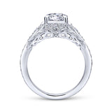 Gabriel & Co. 14k White Gold Victorian Halo Engagement Ring