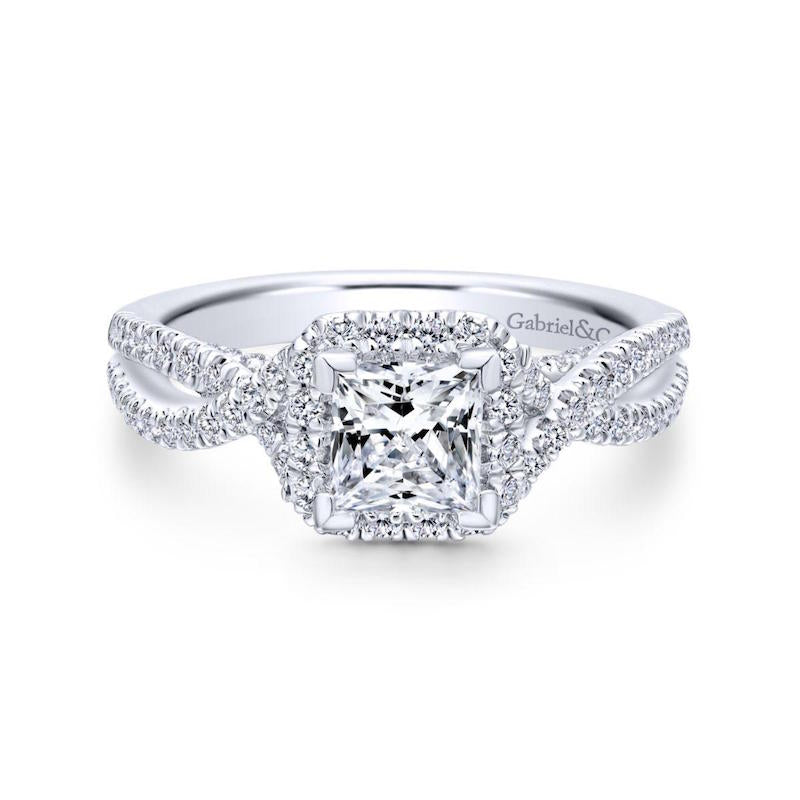 Gabriel & Co. 14k White Gold Entwined Criss Cross Engagement Ring