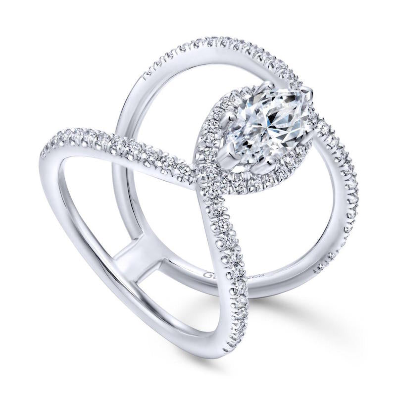 Gabriel & Co. 14k White Gold Nova Halo Engagement Ring