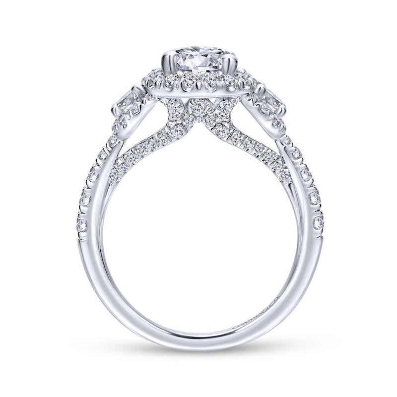 Gabriel & Co. 14k White Gold Entwined 3 Stone Engagement Ring