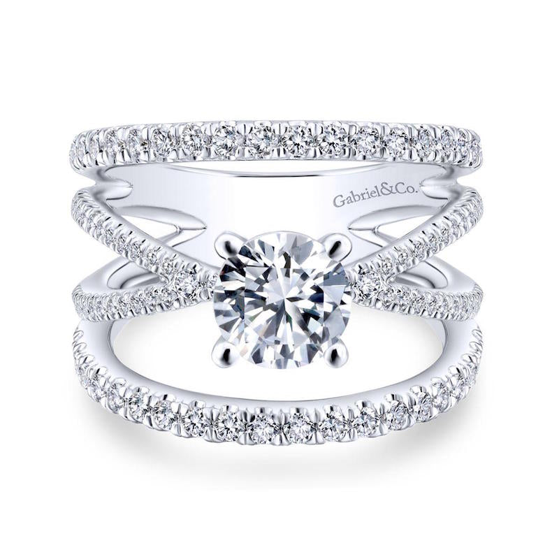 Gabriel & Co. 14k White Gold Nova Free Form Engagement Ring