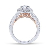 Gabriel & Co. 14k Two Tone Gold Blush Halo Engagement Ring