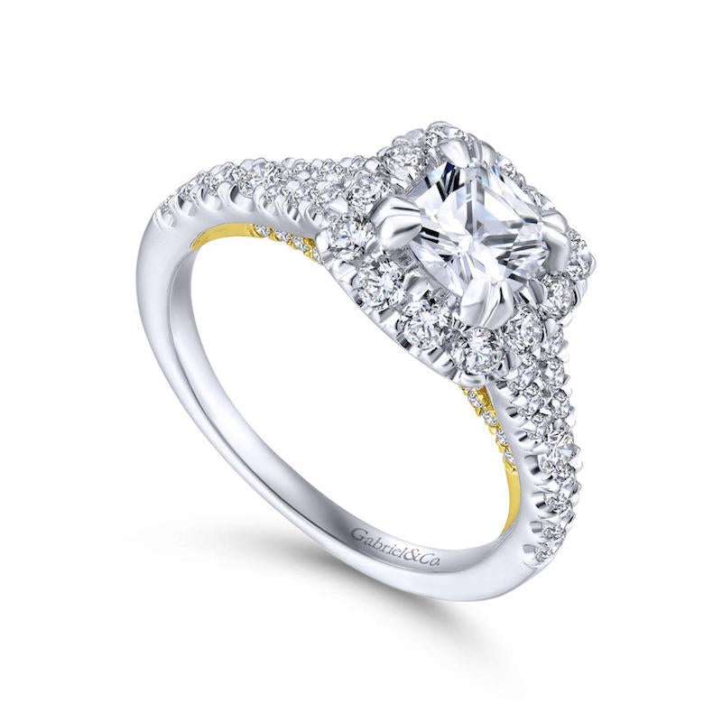 Gabriel & Co. 14k Two Tone Gold Blush Halo Engagement Ring