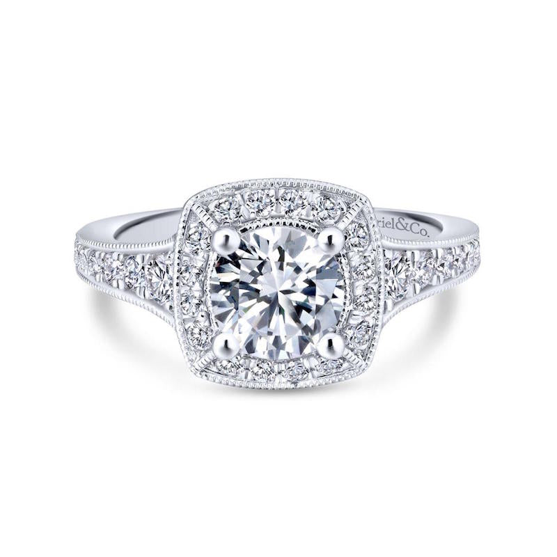 Gabriel & Co. 14k White Gold Entwined Halo Engagement Ring