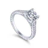 Gabriel & Co. 14k White Gold Victorian Straight Engagement Ring