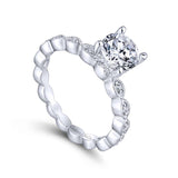 Gabriel & Co. 14k White Gold Victorian Straight Engagement Ring