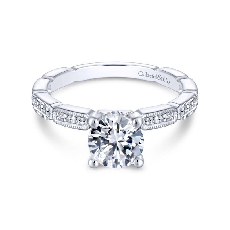 Gabriel & Co. 14k White Gold Victorian Straight Engagement Ring