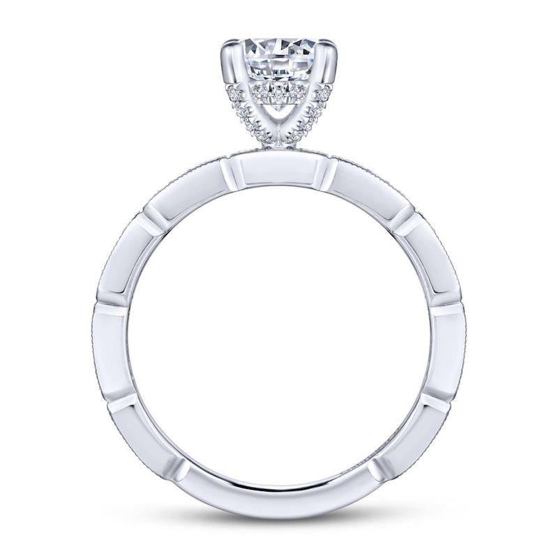 Gabriel & Co. 14k White Gold Victorian Straight Engagement Ring