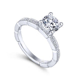 Gabriel & Co. 14k White Gold Victorian Straight Engagement Ring