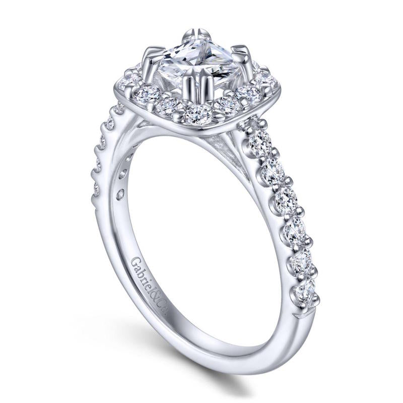 Gabriel & Co. 14k White Gold Contemporary Halo Engagement Ring