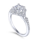 Gabriel & Co. 14k White Gold Art Deco Halo Engagement Ring