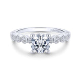 Gabriel & Co. 14k White Gold Victorian Straight Engagement Ring