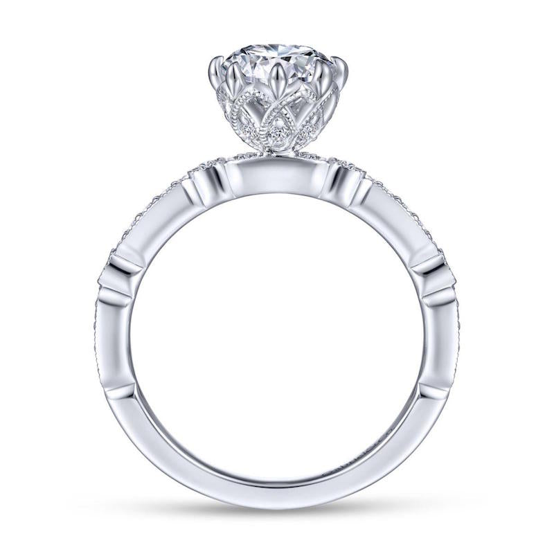 Gabriel & Co. 14k White Gold Victorian Straight Engagement Ring