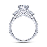 Gabriel & Co. 14k White Gold Contemporary 3 Stone Engagement Ring