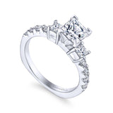 Gabriel & Co. 14k White Gold Contemporary 3 Stone Engagement Ring