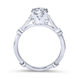 Gabriel & Co. 14k White Gold Victorian Straight Engagement Ring