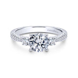 Gabriel & Co. 14k White Gold Contemporary 3 Stone Engagement Ring